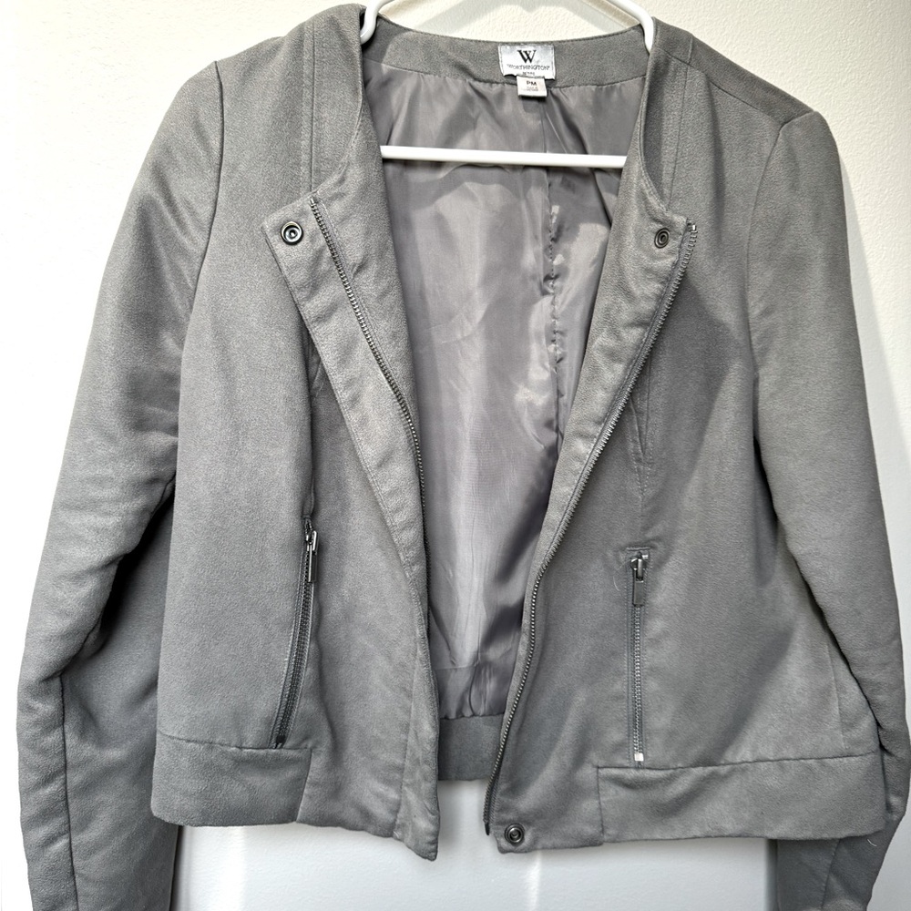 Worthington Structured Suede-like Moto Blazer